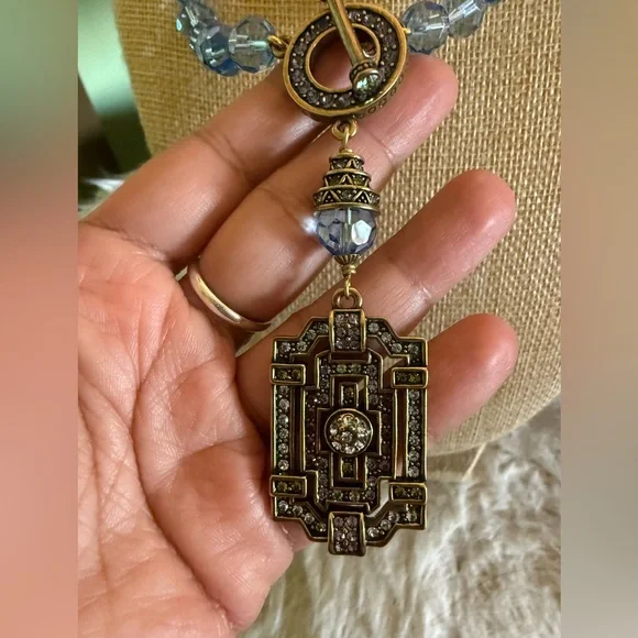 Heidi Daus Blue Beaded Toggle Necklace with Decorative Pendant - Picture 3 of 7